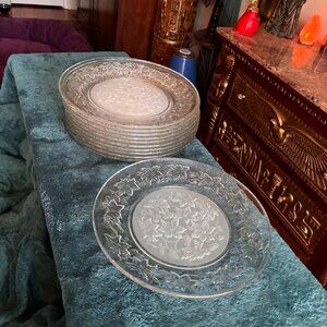 Set of 10 Vintage Princess House Fantasia 10” Crystal Dinner Plates 3-D